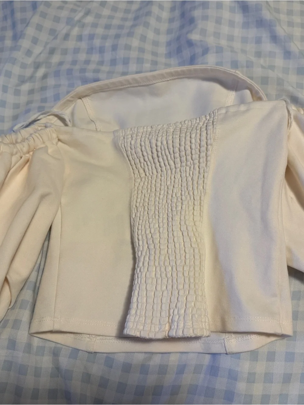 Free People Cream Off-Shoulder Puff Sleeve Camisole Top